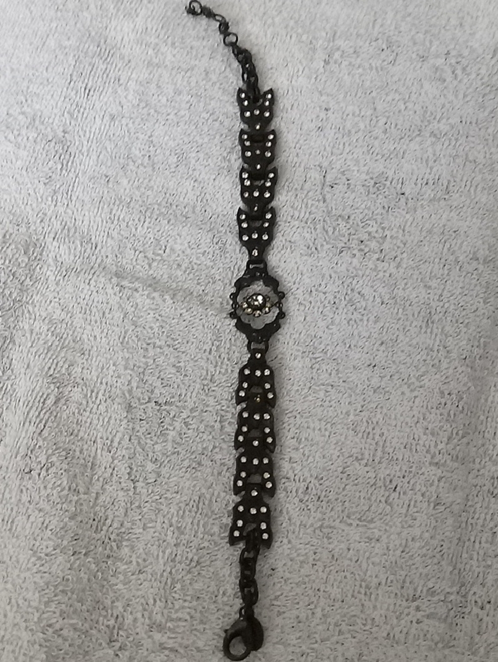 Vintage Black Crystal Accent Women’s Bracelet - Unbranded